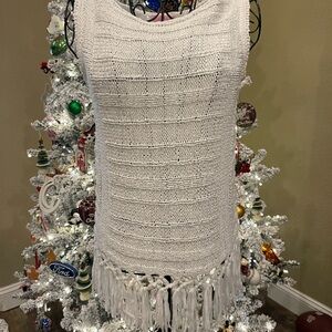 Lilly Pulitzer White Knit Top with Fringe